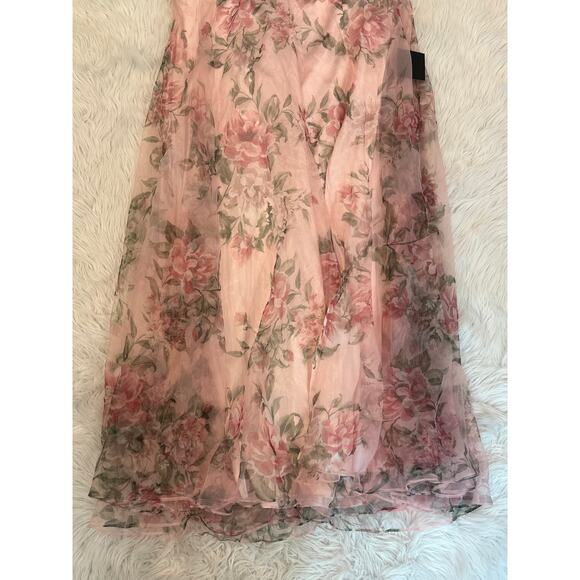 Lulus Truly Extraordinary Pink Floral One Shoulder Maxi Dress Formal Gown - Picture 7 of 9